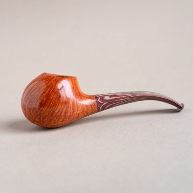 Drop, a quarter-bent-smoking-pipe-made of briar, with limited edition sem ebonite stem, handmade by Arcangelo Ambrosi