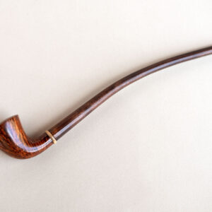 Dublin churchwarden tobacco pipe, with flamed briar bowl and cherry wood stem steam-bent, boxwood ring,handcrafted by Arcangelo Ambrosi