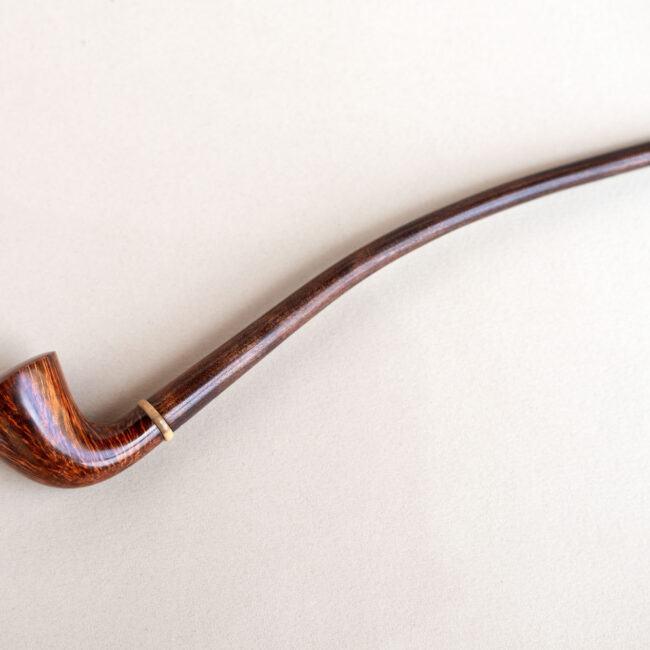 Dublin churchwarden tobacco pipe, with flamed briar bowl and cherry wood stem steam-bent, boxwood ring,handcrafted by Arcangelo Ambrosi