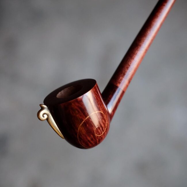 Old Bilbo's pipe, churchwarden pipe made of briar, maple and brass, handcrafted by Arcangelo Ambrosi