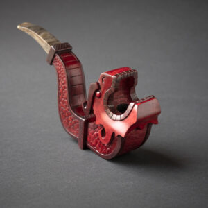 Red Dragon Pipe, a sculptural hand carved pipe, commissioned, crafted by Arcangelo Ambrosi