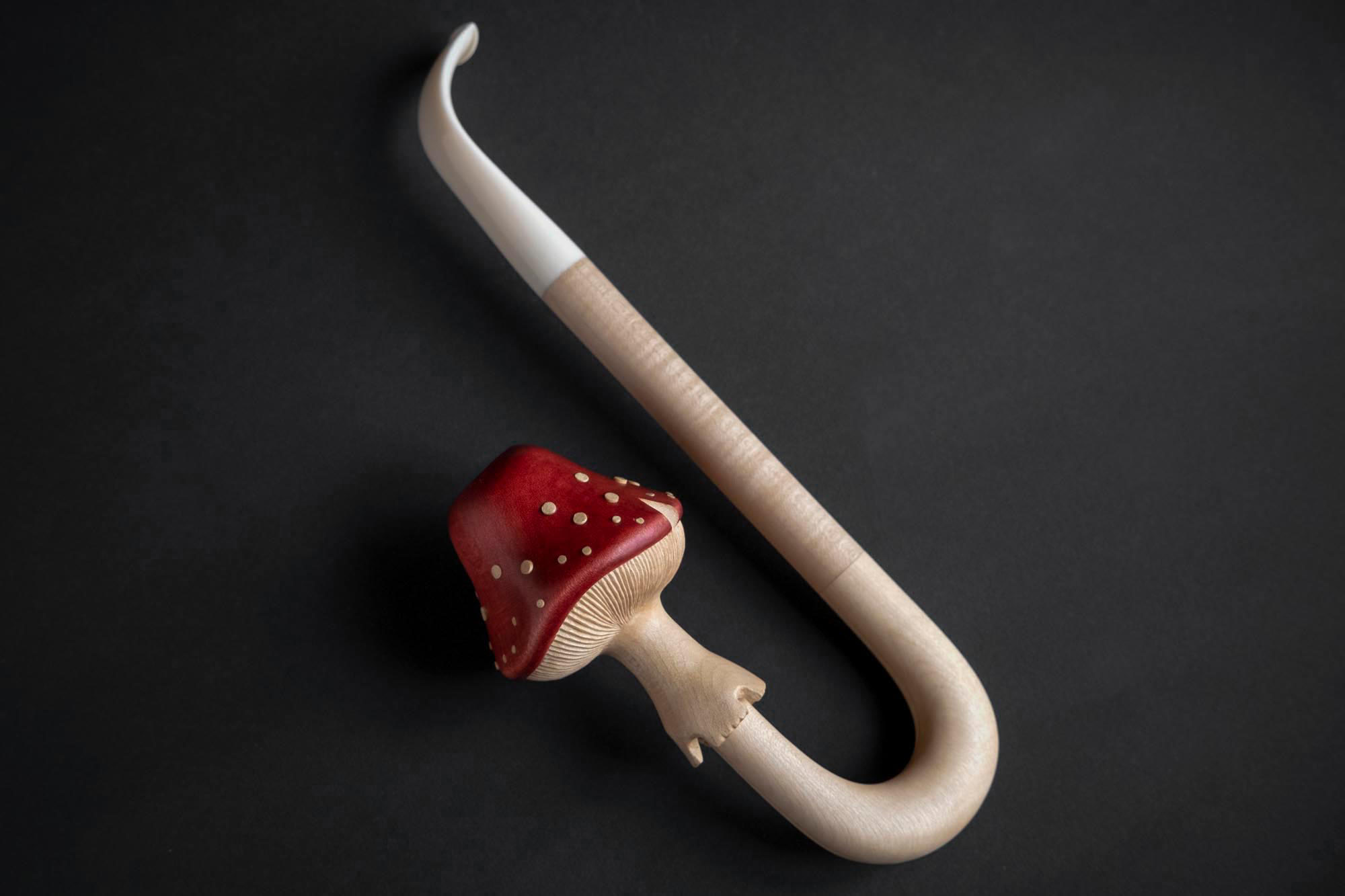 Mushroom Pipe (Amanita Muscaria), sculptural smoking pipe hand crafted by Arcangelo Ambrosi.