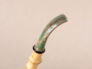 Frog pipe made of briar with bamboo shank and ebonite stem